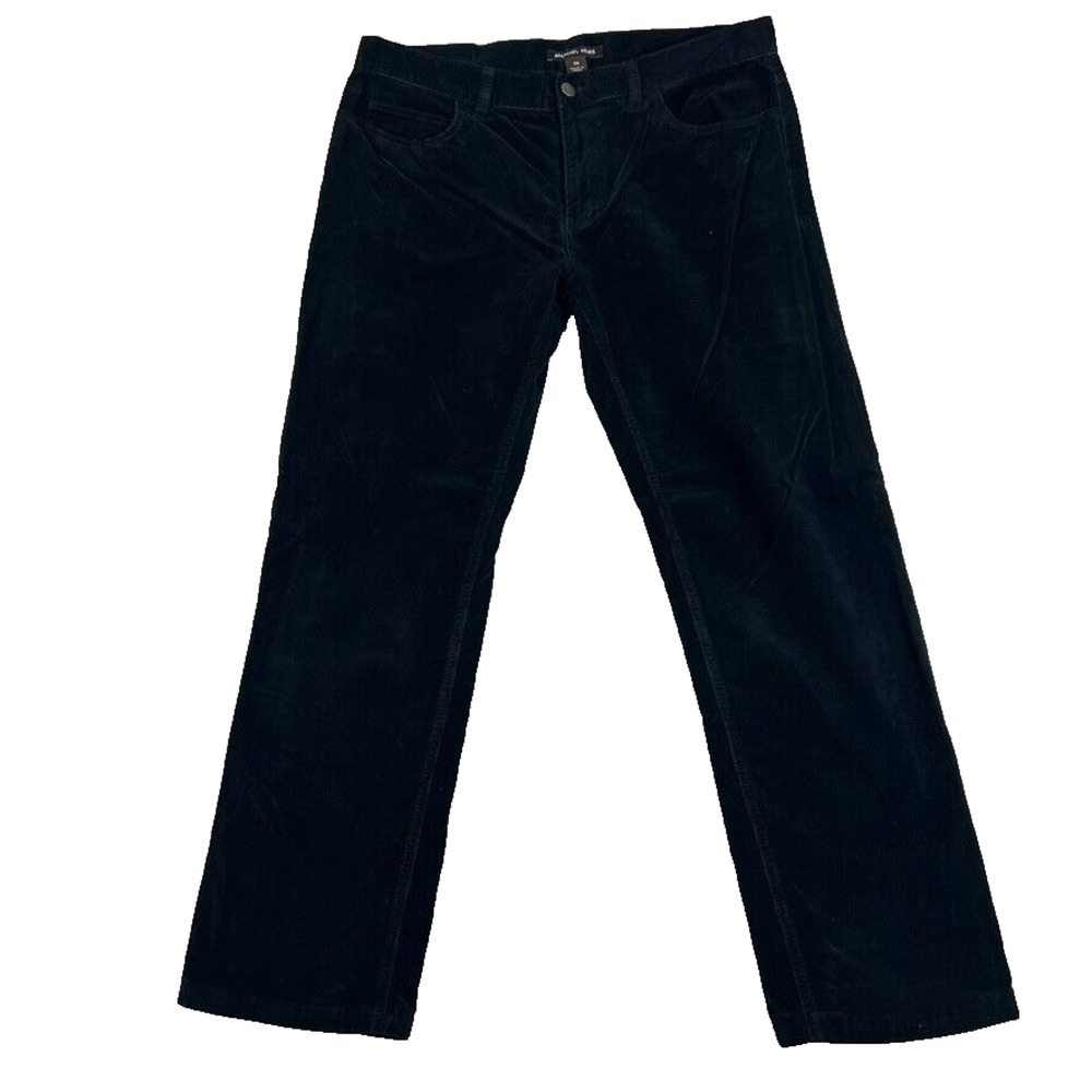 Michael Kors Pants Womens Size 34 Black Corduroy Pockets Straight Leg Flat Front